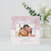 Elegantes Peony Save the Date: Silber Einladung (Stehend Vorderseite)