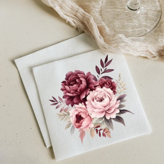 Elegantes Peony Watercolor Peonies Brautparty Serviette