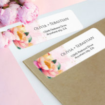 Elegantes Peony Watercolor Rückgabeadresse-Label