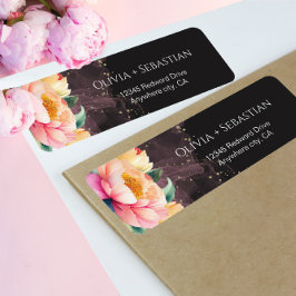 Elegantes Peony Watercolor Rückgabeadresse-Label