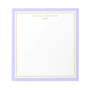 Elegantes Periwinkle Gold Personalisiert Notizblock