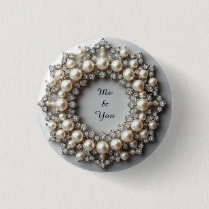 Elegantes Perl- und Diamant-Schmuckstück Button