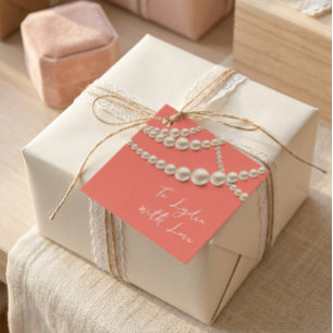 Elegantes Perlen-Geschenkanhänger – "Für (Name), m Geschenkanhänger