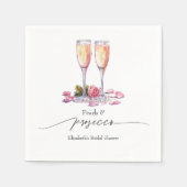 Elegantes Perlen, Petalen und Prosecco-Brautparty Serviette (Vorderseite)