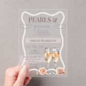 Elegantes Perlen & Prosecco Brautparty Acryleinladungen (Insitu (Handheld))