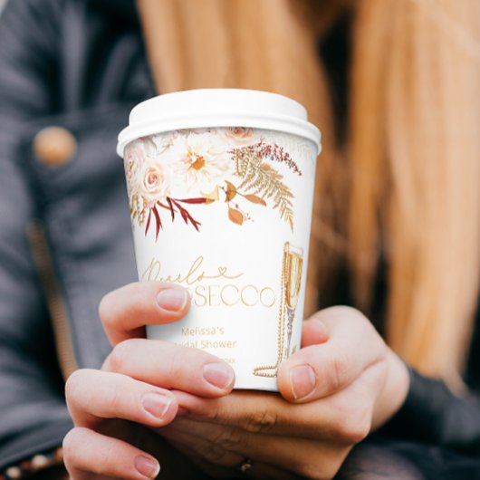 Elegantes Perlen & Prosecco Brautparty Pappbecher
