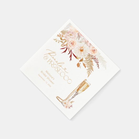 Elegantes Perlen & Prosecco Brautparty Serviette (Ecke)