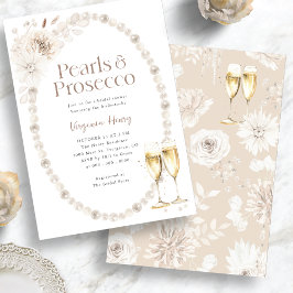 Elegantes Perlen und Prosecco-Brautparty Einladung