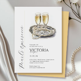 Elegantes Perlen und Prosecco-Brautparty Einladung