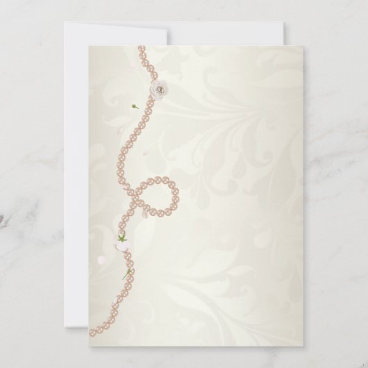 Elegantes Perlen und Prosecco-Brautparty Einladung (Rückseite)