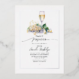 Elegantes Perlen und Prosecco-Brautparty Folieneinladung