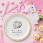 Elegantes Perlen und Prosecco-Brautparty Pappteller (Party)