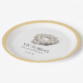 Elegantes Perlen und Prosecco-Brautparty Pappteller (Schrägansicht)