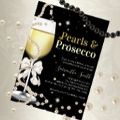 Elegantes Perlen und Prosecco Brautparty Party Einladung