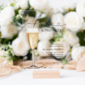 Elegantes Perlen- und Prosecco-Script-Brautparty Acryleinladungen