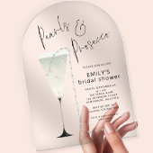 Elegantes Perlmutt und Prosecco Flute Brautparty Acryleinladungen