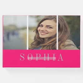 Elegantes Personal Foto Bat Mitzvah Pink Silver Gästebuch