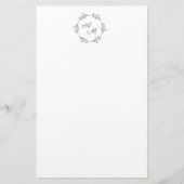 Elegantes Personalisierbares Monogramm-Kranz Brief Briefpapier (Vorderseite)