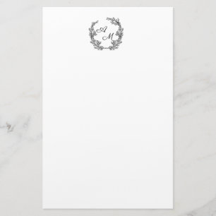 Elegantes Personalisierbares Monogramm-Kranz Briefpapier