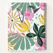 Elegantes Personalisiert rosa grünes BlumenNoteboo Notizblock (Rückseite)