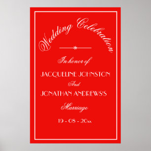 Elegantes Personalisiert-schicke Red Wedding Willk Poster