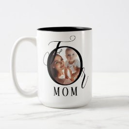 Elegantes Personalisiertes 2-Foto, Mama Schwarze T Zweifarbige Tasse