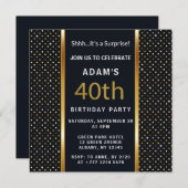 Elegantes Personalisiertes 40. Geburtstags-Gold un Einladung (Vorne/Hinten)