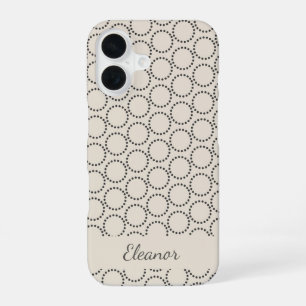 Elegantes, personalisiertes Beige im Mid-Century-M iPhone 16 Hülle