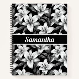 Elegantes Personalisiertes Black Floral-Notebook Notizblock