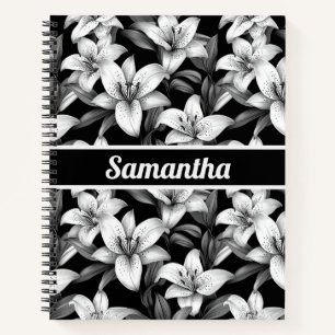 Elegantes Personalisiertes Black Floral-Notebook Notizblock