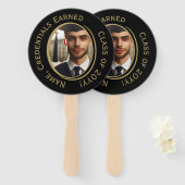 Elegantes Personalisiertes Black & Gold Abschluss  Fächer (Vorne und Hinten)