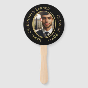 Elegantes Personalisiertes Black & Gold Abschluss Fächer