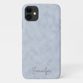 Elegantes Personalisiertes Blaugraues Pergament Case-Mate iPhone Hülle (Rückseite)