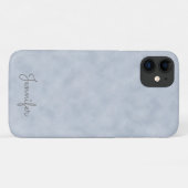 Elegantes Personalisiertes Blaugraues Pergament Case-Mate iPhone Hülle (Rückseite (Horizontal))