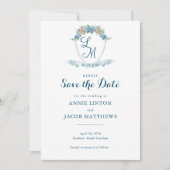 Elegantes Personalisiertes Blue Hydrangea Wedding Save The Date (Vorderseite)