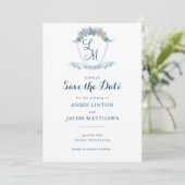 Elegantes Personalisiertes Blue Hydrangea Wedding  Save The Date (Stehend Vorderseite)