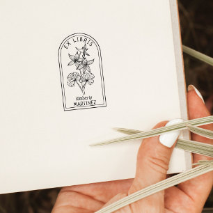 Elegantes personalisiertes Blumen-Exlibris Gummistempel