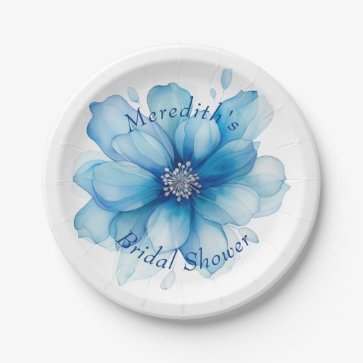 Elegantes Personalisiertes Brautparty mit Blumen Pappteller (Vorderseite)