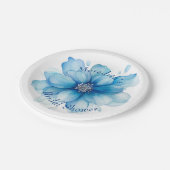 Elegantes Personalisiertes Brautparty mit Blumen Pappteller (Schrägansicht)