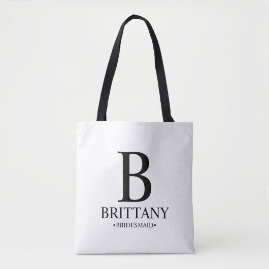 Elegantes Personalisiertes Bridesmaid Monogramm un Tasche (Vorderseite)