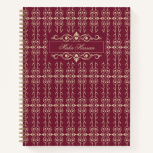 Elegantes personalisiertes burgunderrotes und gold notizblock