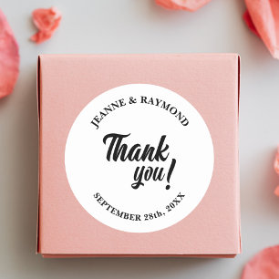 Elegantes Personalisiertes Danke-Hochzeitsgeschenk Runder Aufkleber
