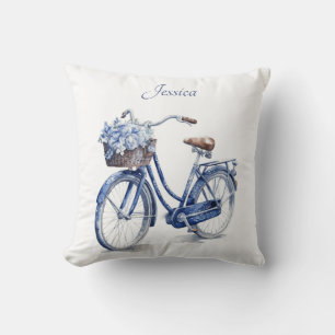Elegantes, personalisiertes Delft-Blumen-Fahrrad-K Kissen