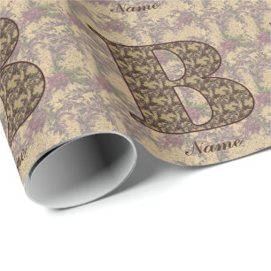 Elegantes personalisiertes florales Monogramm Anfa Geschenkpapier