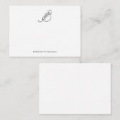 Elegantes Personalisiertes Flower Script Monogram Mitteilungskarte (Vorne/Hinten)