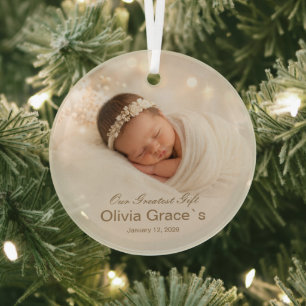 Elegantes personalisiertes Foto-Andenken für neuge Ornament Aus Glas