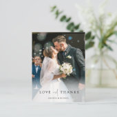 Elegantes Personalisiertes Foto Hochzeit Danke Postkarte (Stehend Vorderseite)