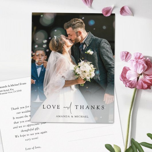 Elegantes Personalisiertes Foto Hochzeit Danke Postkarte