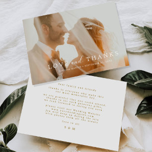 Elegantes Personalisiertes Foto Hochzeit Dankeskarte