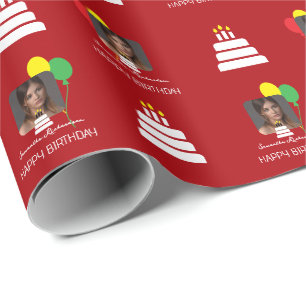 Elegantes personalisiertes Foto-Schriftname Geschenkpapier